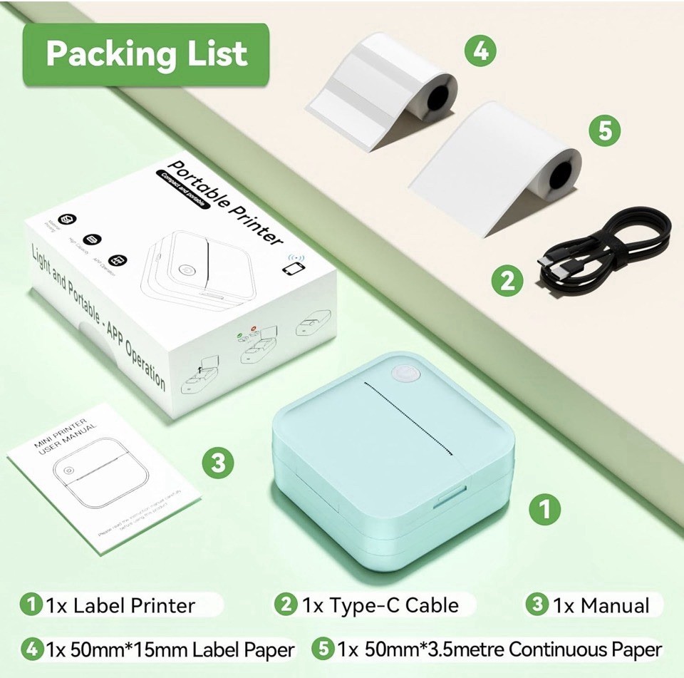 Compact Bluetooth Thermal Photo Printer Label Maker Gift Tags New In Box