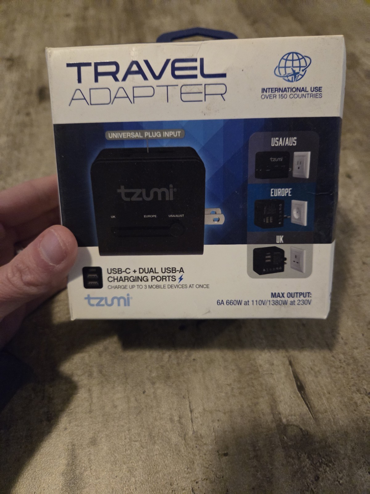 Tzumi Dual USB and USB-C Travel Adapter