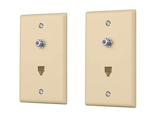 Monoprice B07F1956SS Combo Phone/Video Jack Plate Ivory 2-Pack