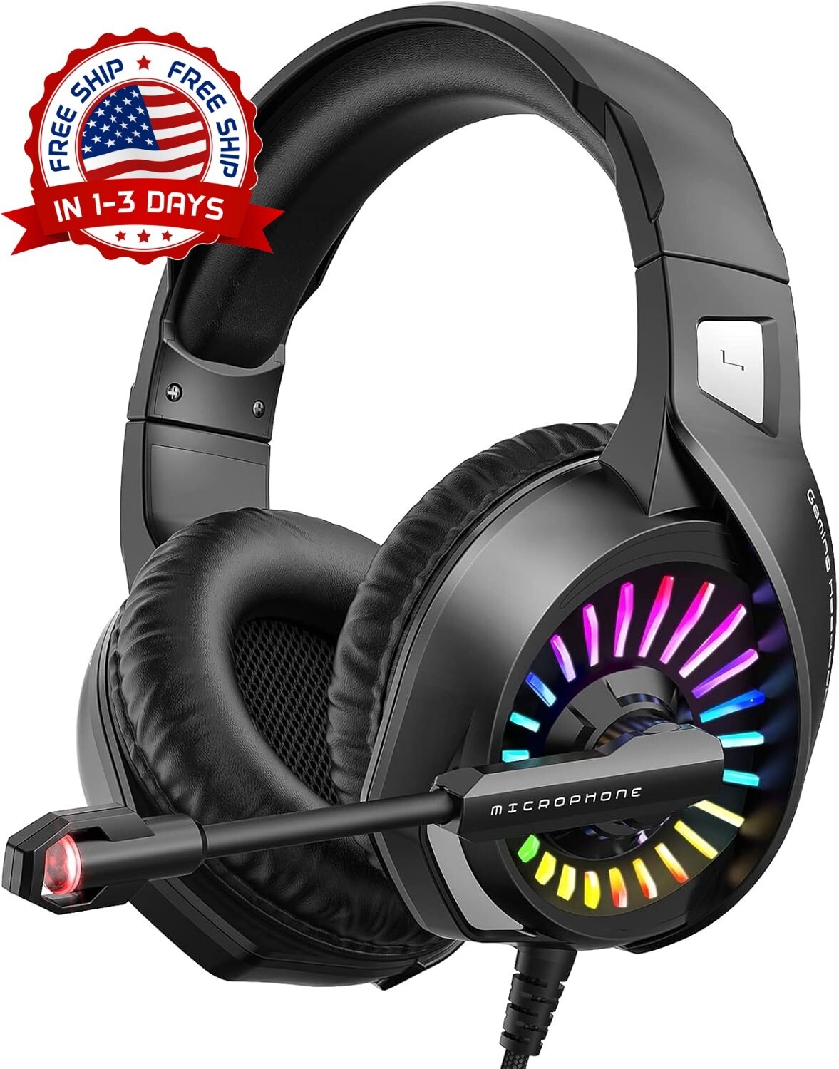 Auriculares Para Juegos Gaming Con Luz LED RGB, Micrófono Con Cancelación De Rui