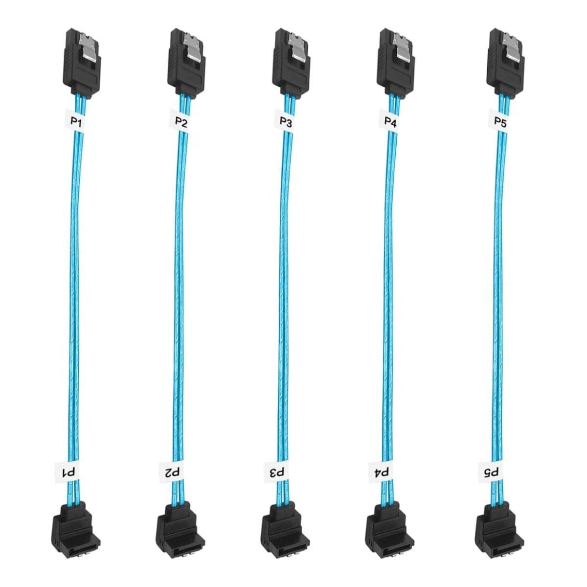 5-Pack SATA III Cable 8-Inch, Thin SATA Right-Angle Cable 90-Degree