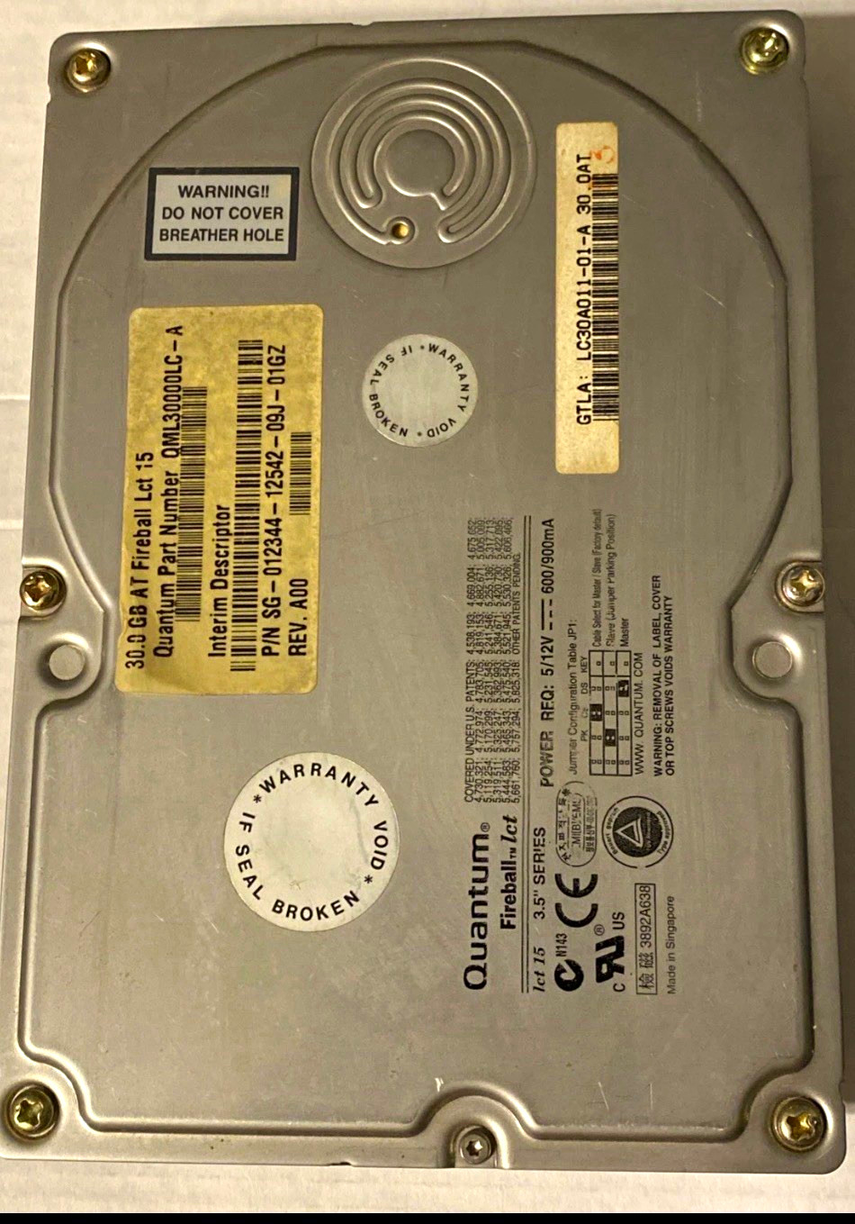 Quantum Fireball lct 15 30GB 3.5" IDE HDD 512K Cache QML30000LC-A