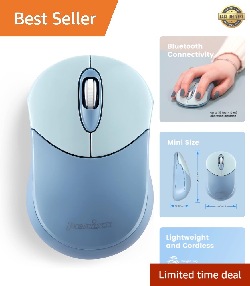 PERIMICE-802BL Wireless Bluetooth Mouse - Portable Design - Compatible with W...