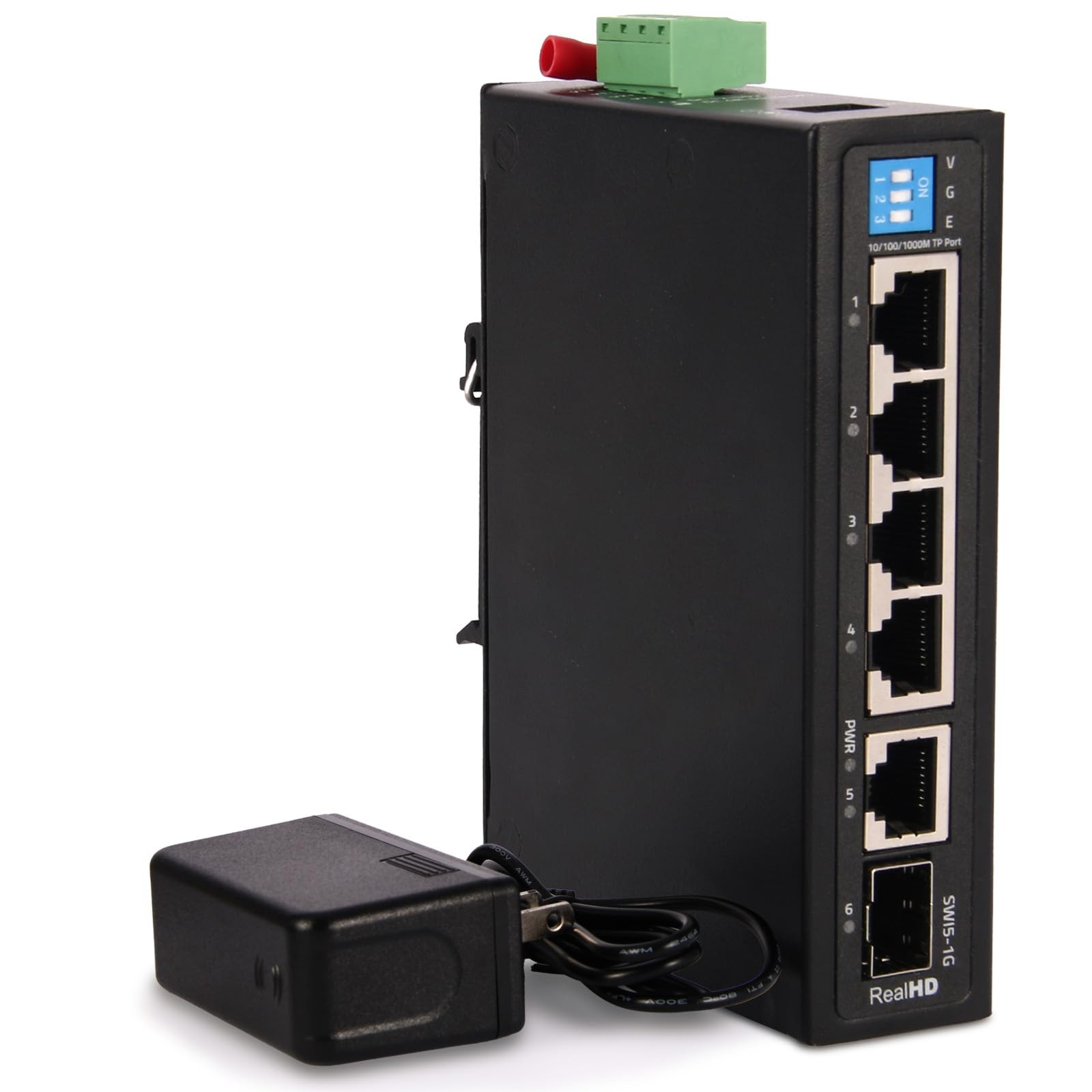 Industrial Ethernet Switch, 6-Port Gigabit Ethernet Switch Hardened, 1000Mbps...