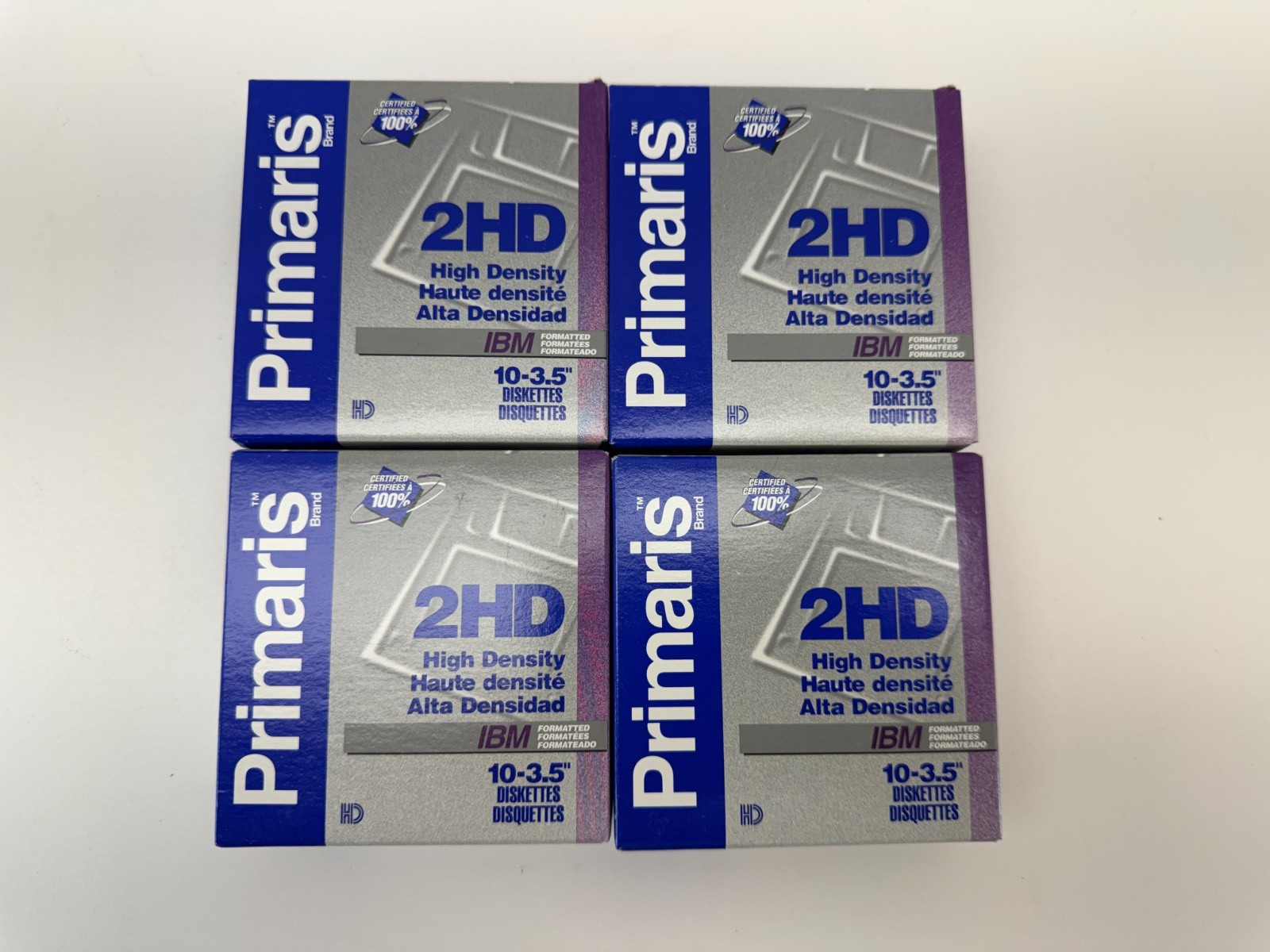 Lot of 4 Primaris 3.5" 2HD Floppy Disks Packs 10-Per-Box 1.44MB IBM NOS Sealed