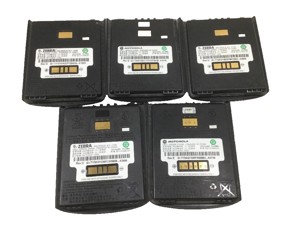 Motorola Zebra Battery 82-111094-01 MC55 MC55A0 MC65 MC67 Series - Lot of (5)