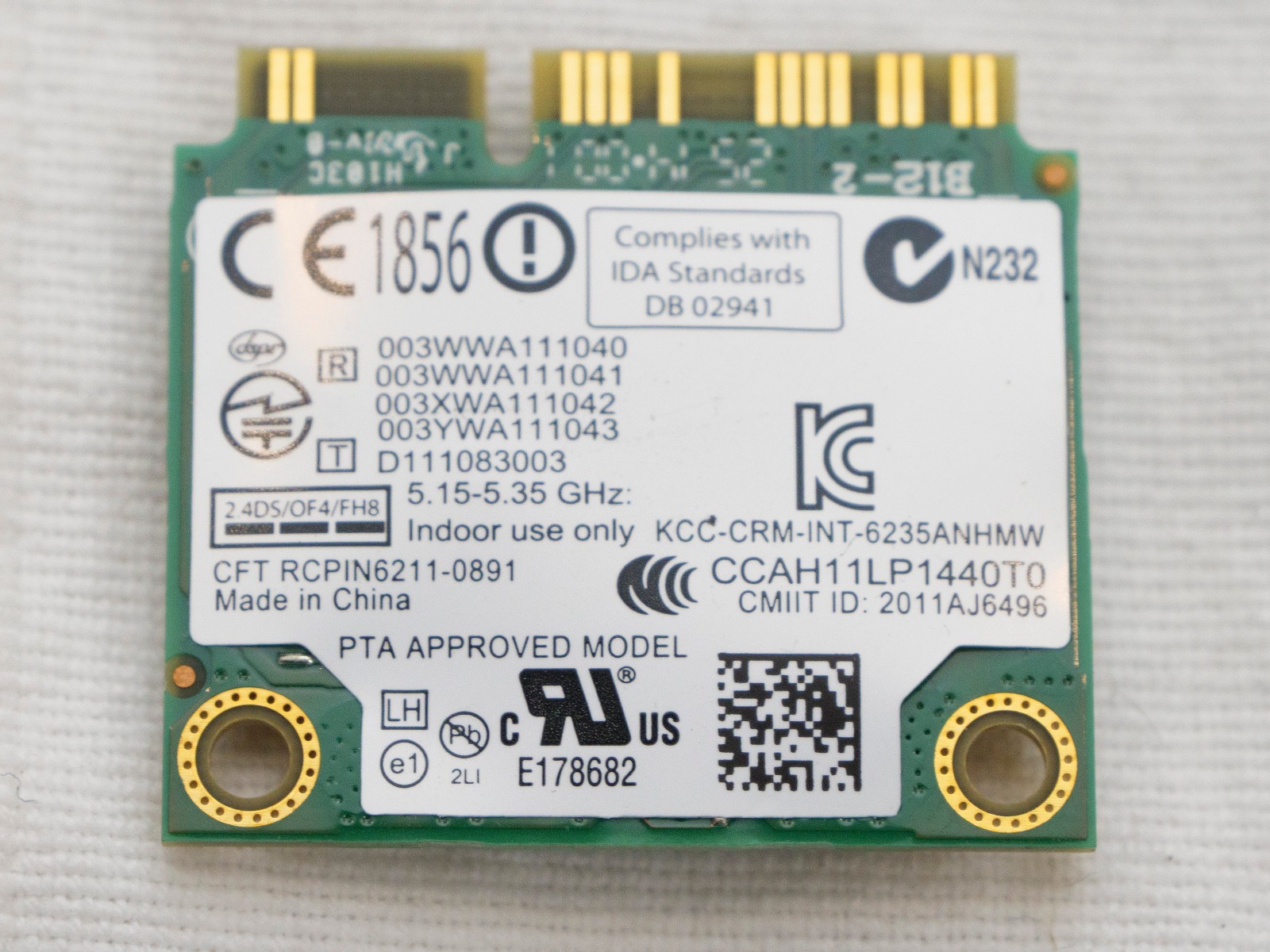Intel Centrino Advanced-N 6235 6235ANHMW WiFi card HP P/N 670292-001