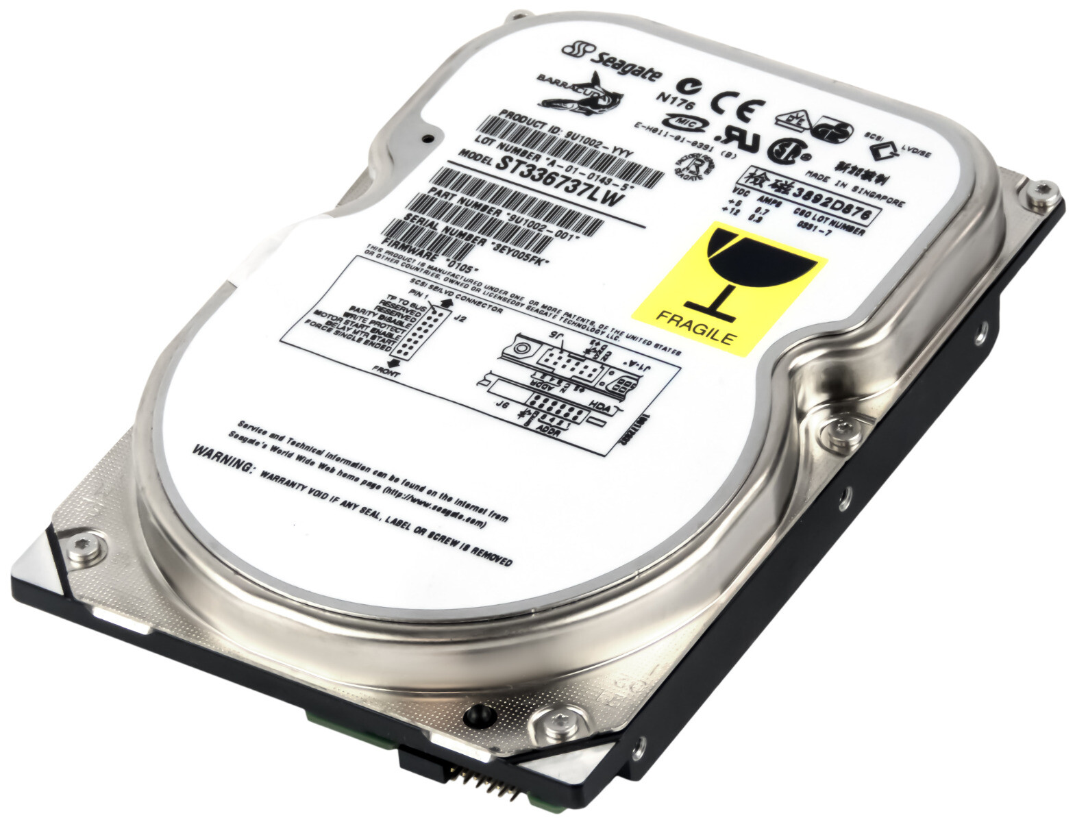 HARD DRIVE SEAGATE BARRACUDA ST336737LW 36.9GB 7.2K U160 SCSI 3.5''