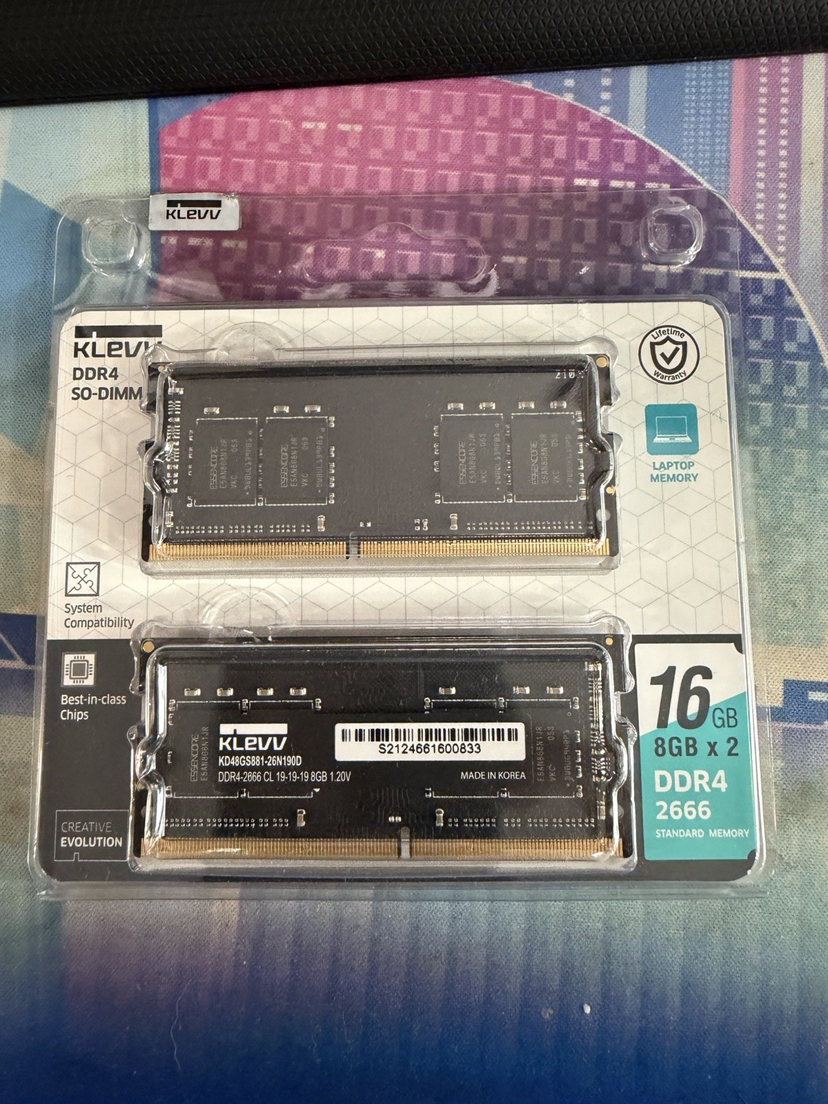 KLEVV DDR4 SO-DIMM 16GB (8GB x 2) 2666MHz  Laptop Memory