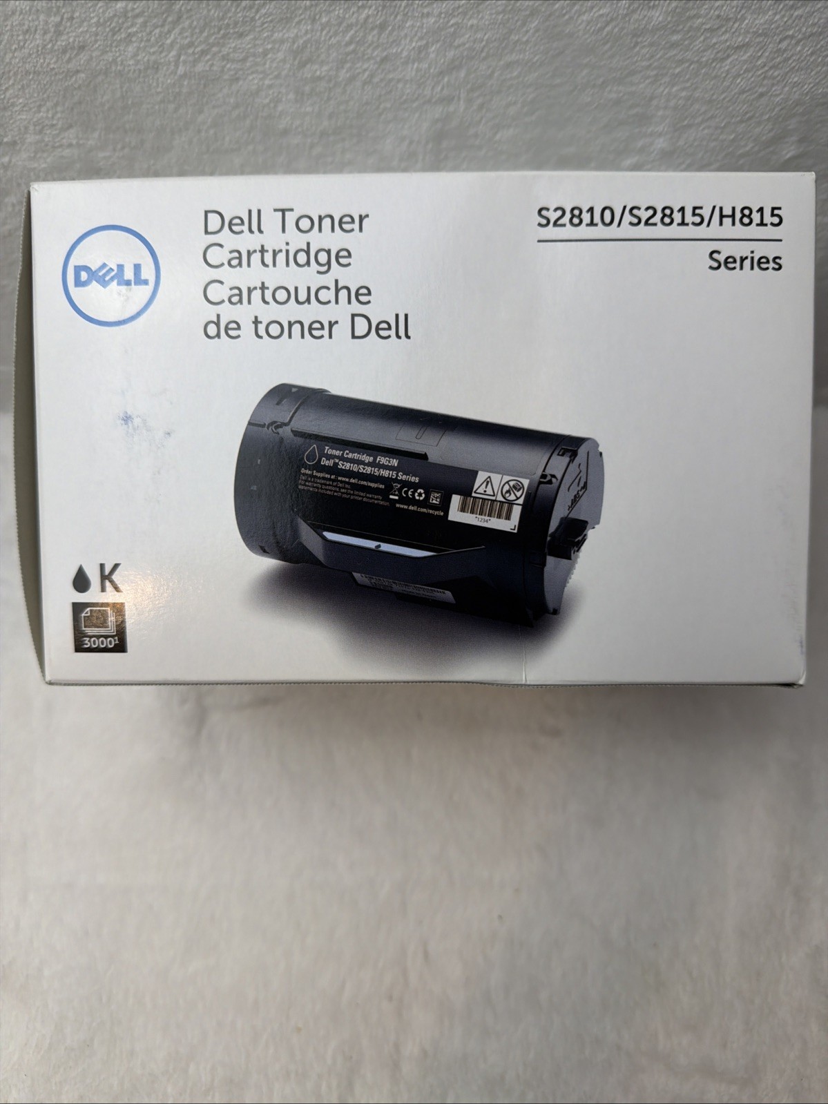 NEW OEM Dell F9G3N BLACK Toner Cartridge | S2810/S2815/H815 | 3000 Page