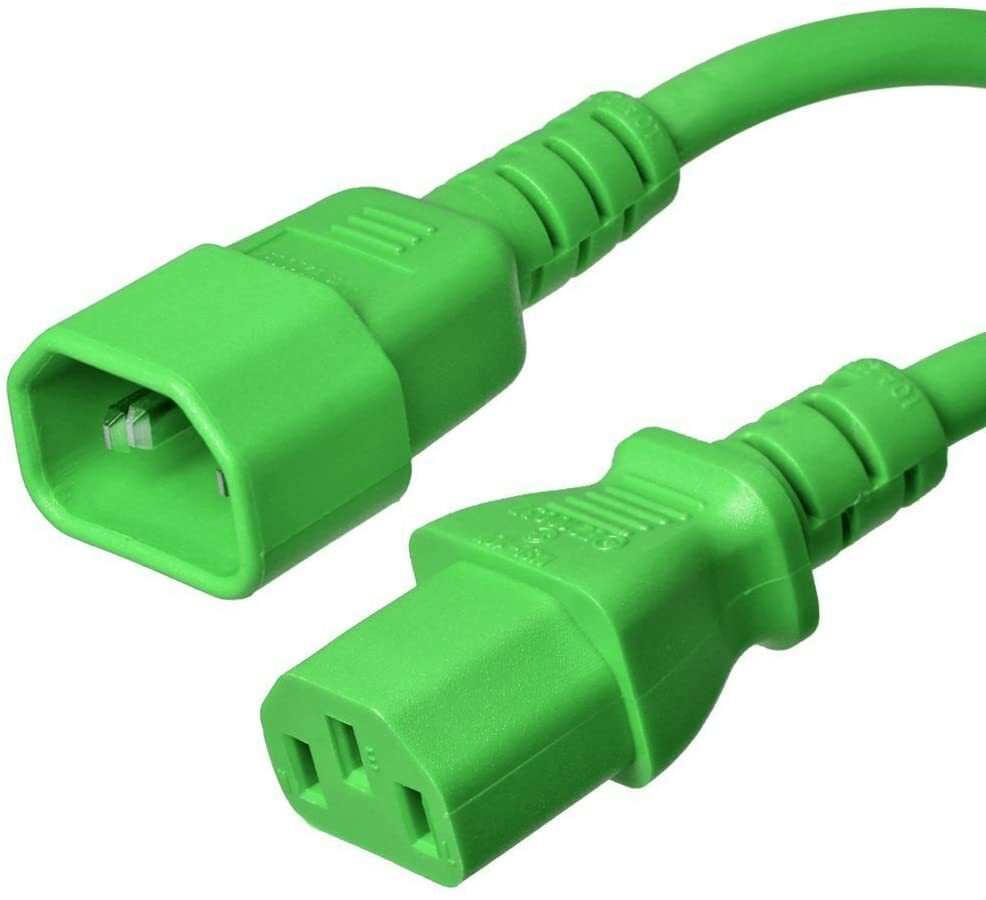 15 PACK LOT 2ft IEC C14 - C13 Green Power Cord 14AWG 15A/1875W 100-250V 0.6M