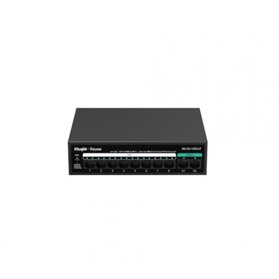 Ruijie Reyee RG-ES110FG-P 8-Port PoE+ Switch with 2 Gigabit Ports Unmanaged USA