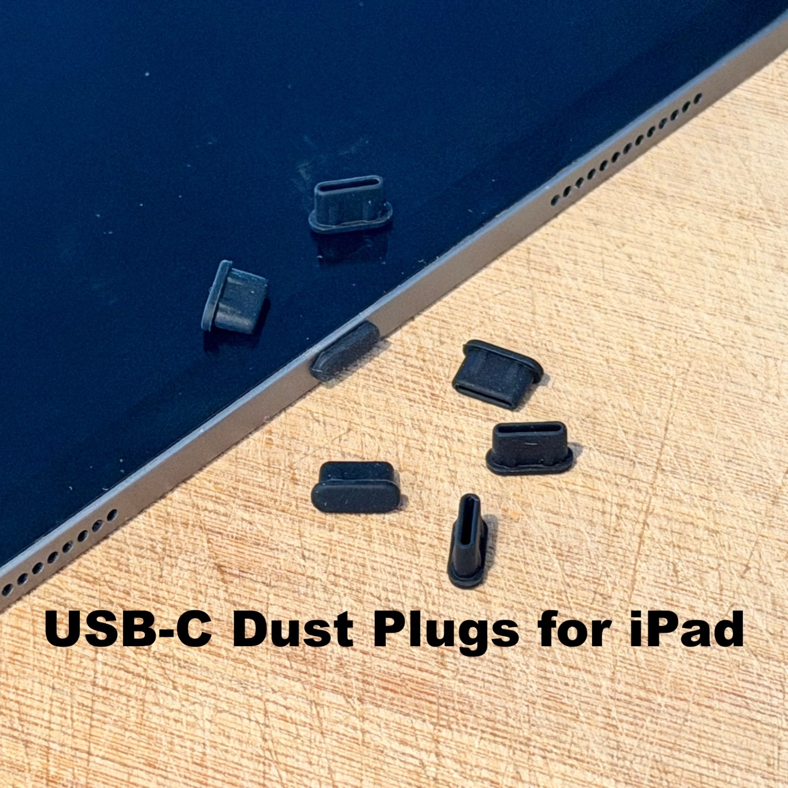 USB C Port Cover for iPad, iPad Dust Plug, Charging Port Cap, Black Silicone Set