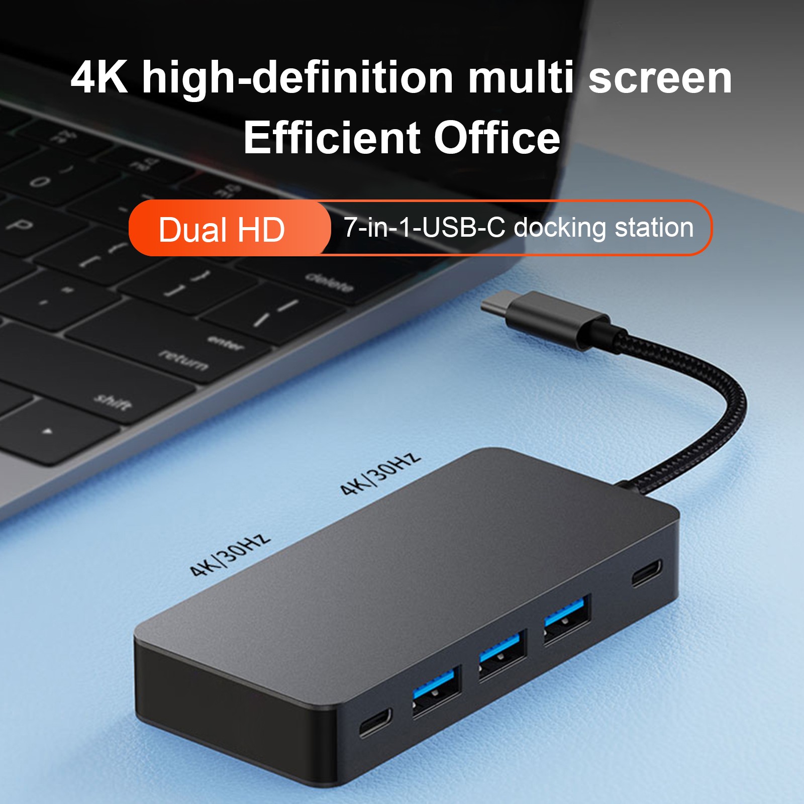 7 in 1 TYPE-C+USB3.0*3+HDMI*2+PD100W+USB-C Data Interface Hub Adapter Dock *
