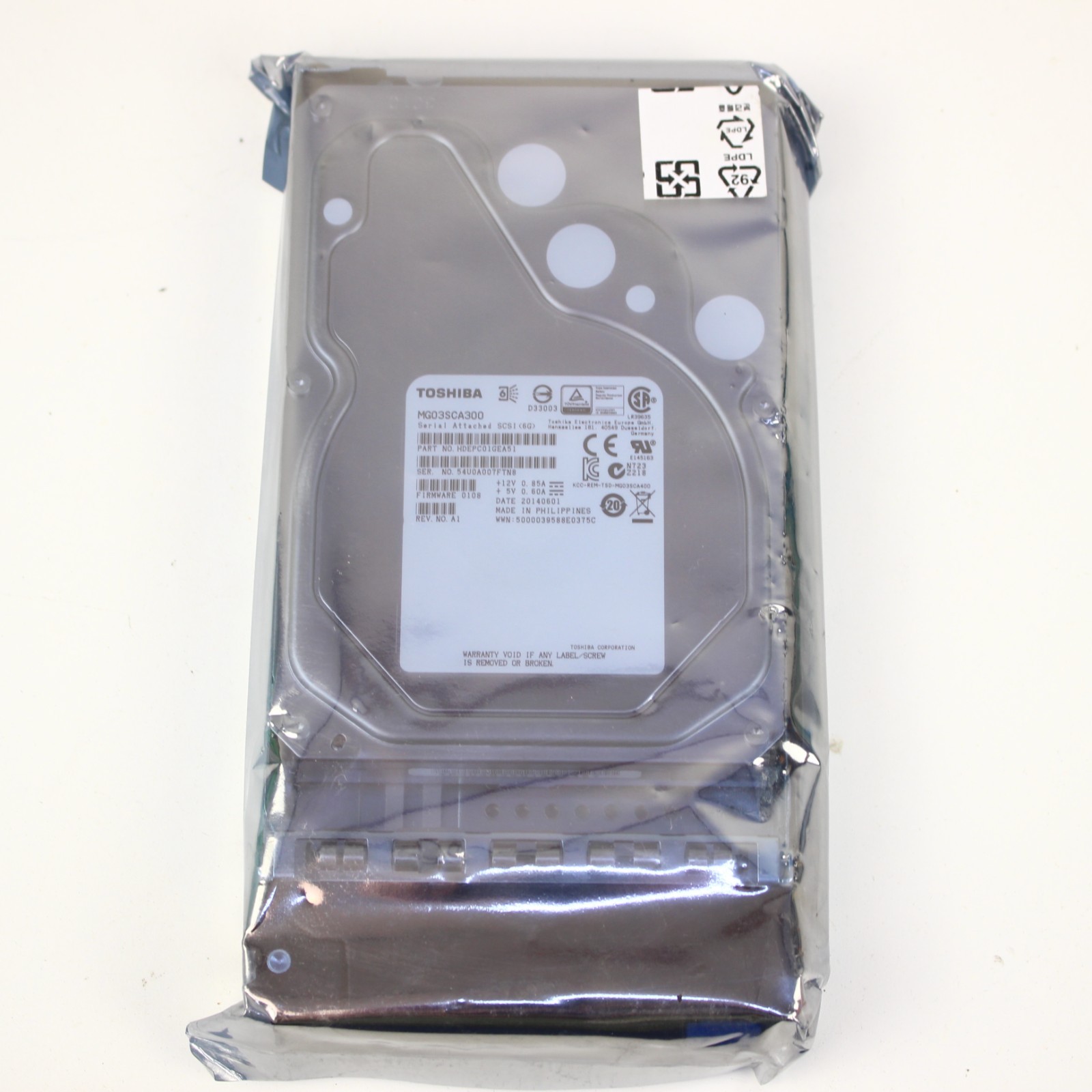 Toshiba MG03SCA300 3TB 3.5" SAS Hard Disk Drive HDD W/ Caddy