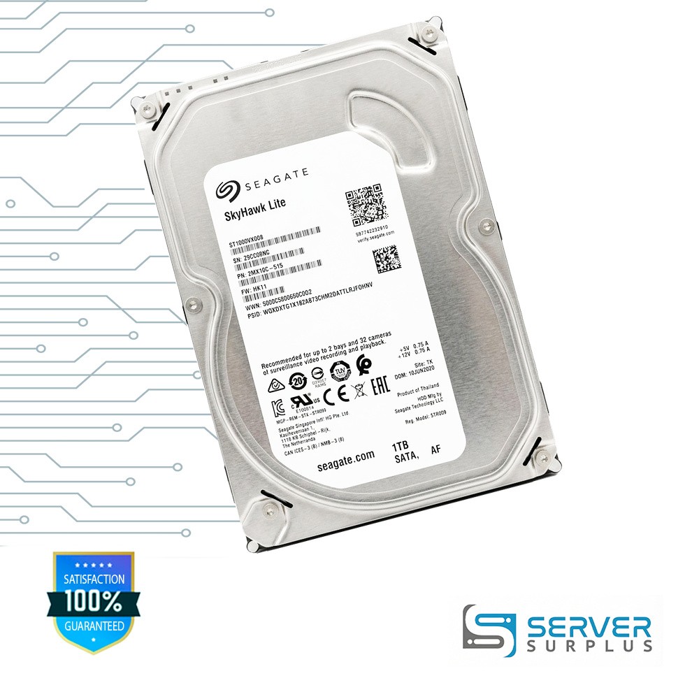 Seagate SkyHawk Lite 1TB SATA 6Gb/s 512e 3.5 in Enterprise HDD | ST1000VX008