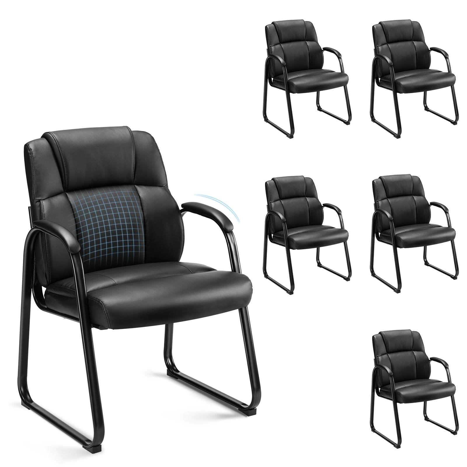 Waiting Room Chairs Set of 6 Office Guest Black Sweetcrispy