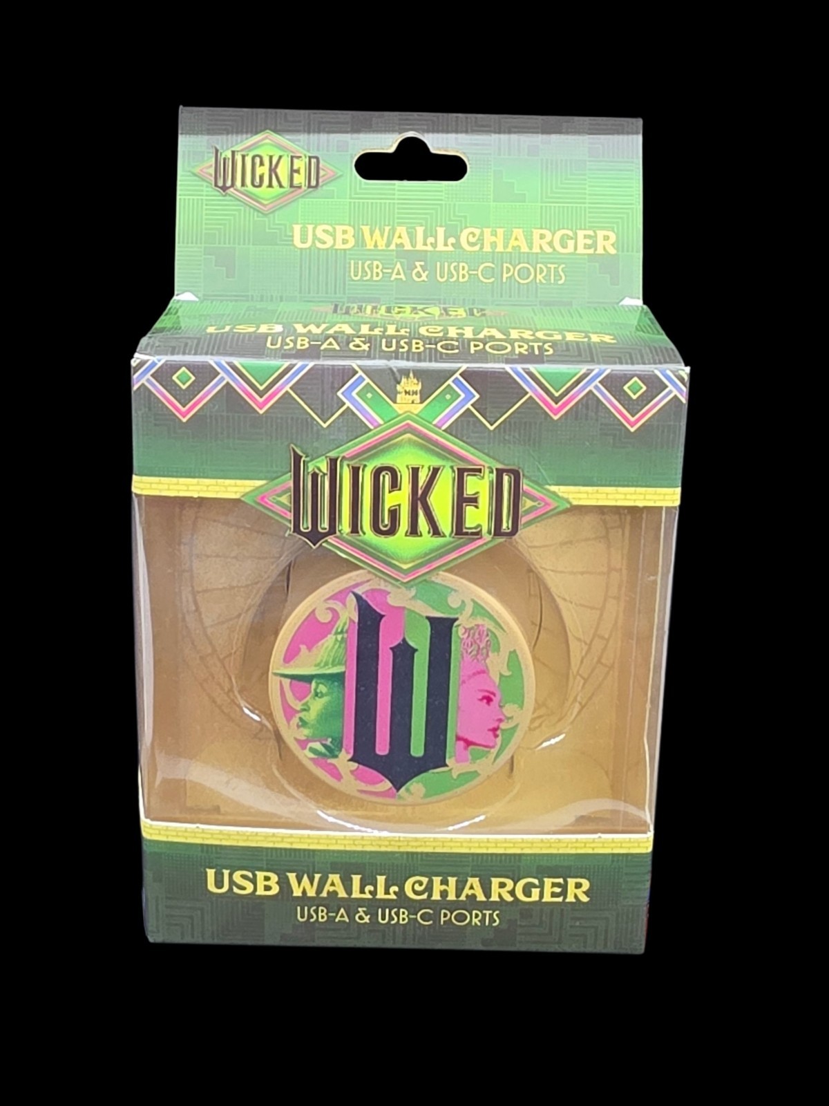 Wicked Elphaba & Glinda Profile Faces USB Wall Charger USB A+C Ports New In Box