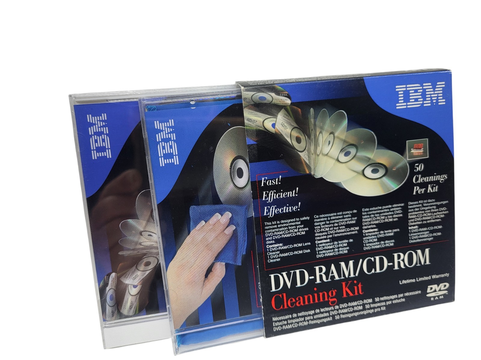 IBM DVD-Ram CD-Rom Cleaning Kit New 19P0489 H5 50 Cleanings Each