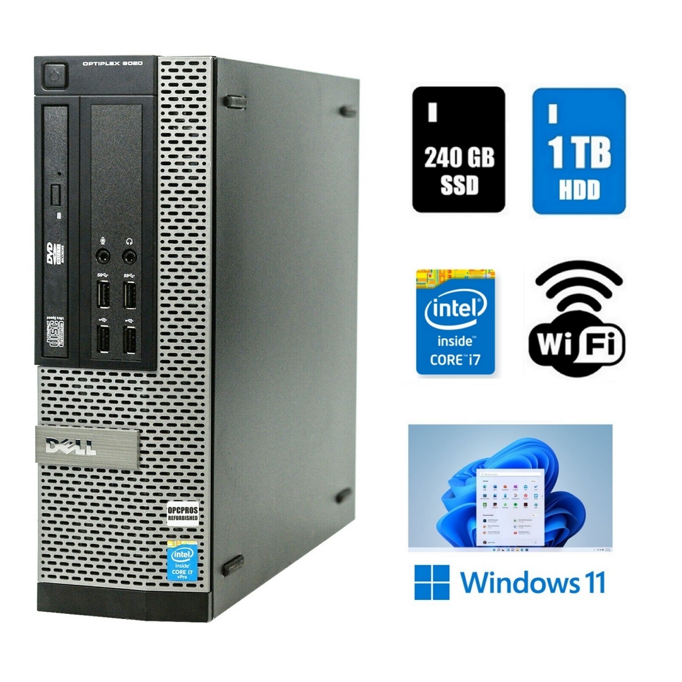 Dell OptiPlex 9020 SFF Core i7 Desktop PC 32GB Ram 1TB HDD 240GB SDD Windows 11