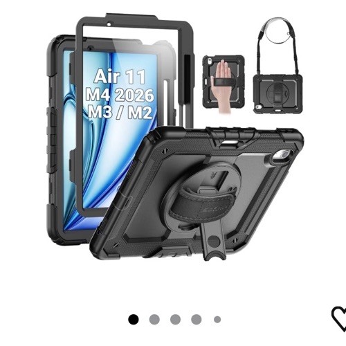 SEYMAC iPad Air 11 Case M2 M3 M4 Heavy Duty 360 Stand Strap Black NEW