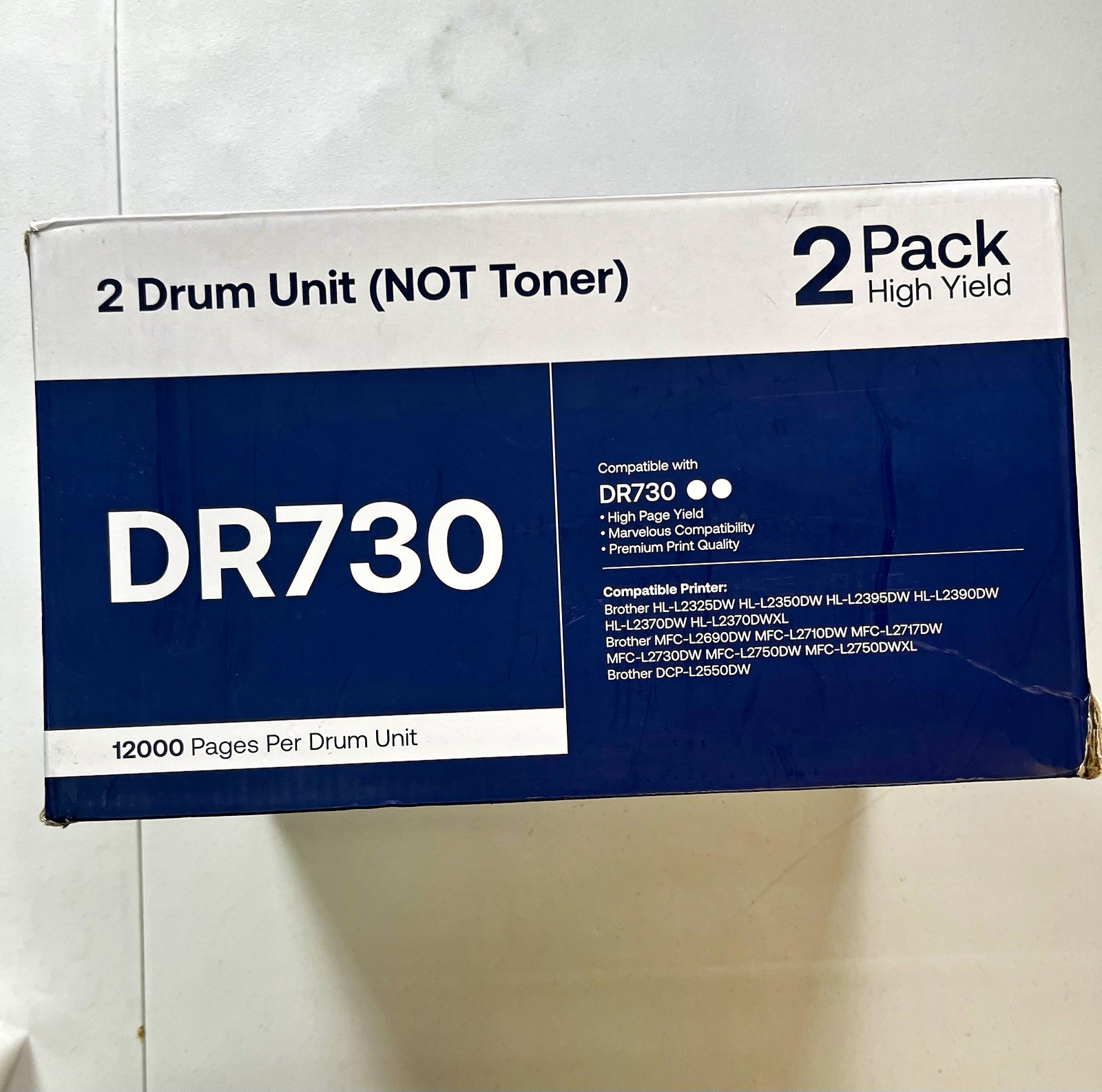 DR730 High Yield Drum Unit 2 Pack (Not Toner) Compatible for Brother HL