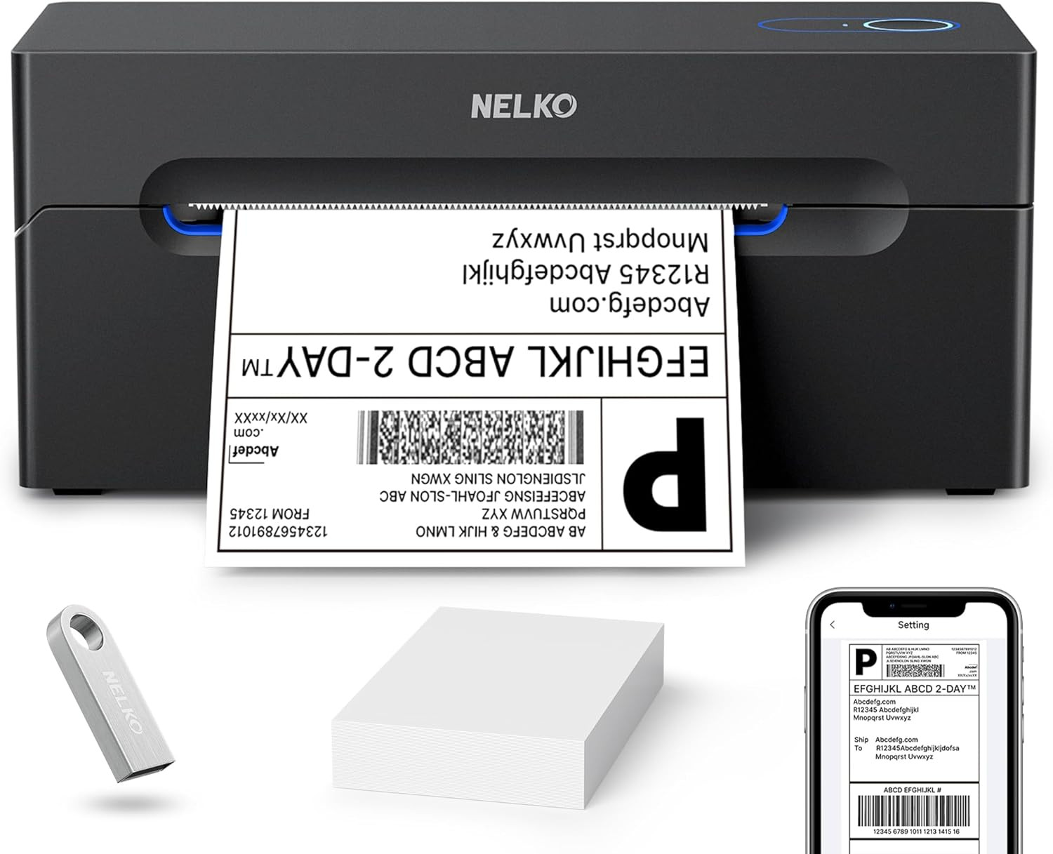 Nelko Bluetooth Thermal Shipping Label Printer Wireless 4x6 Label Printer
