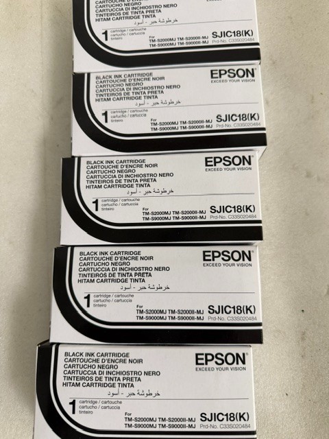 Genuine Epson SJIC18(K) TM-S2000MJ TM-S9000MJ ink cartridges (Lot of 5)