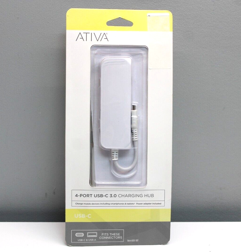 Ativa 4 Port USB C 3.0 Charging Hub High-Speed Connectivity. NEW SEALED