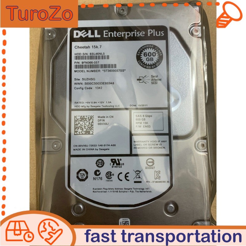00VX8J Dell EQL 600GB 15K RPM 6Gb/s SAS 3.5" HDD Hard Drive New
