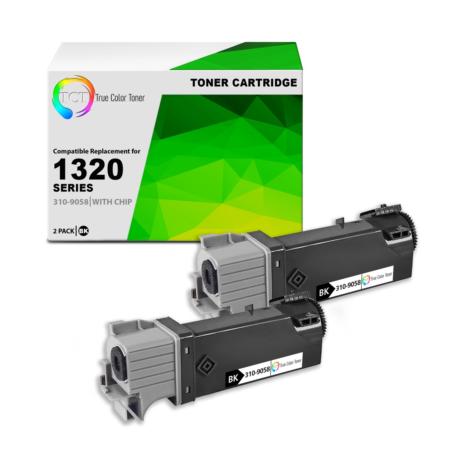 TCT 2PK Black 310-9058 Laser Toner Cartridge For Dell 1320 1320C 1320CN printers