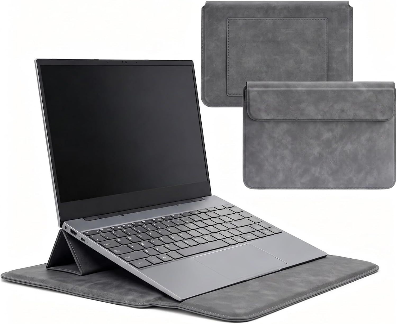 Sleeve for 14 Inch Laptop Leather Bag with Stand for MacBook