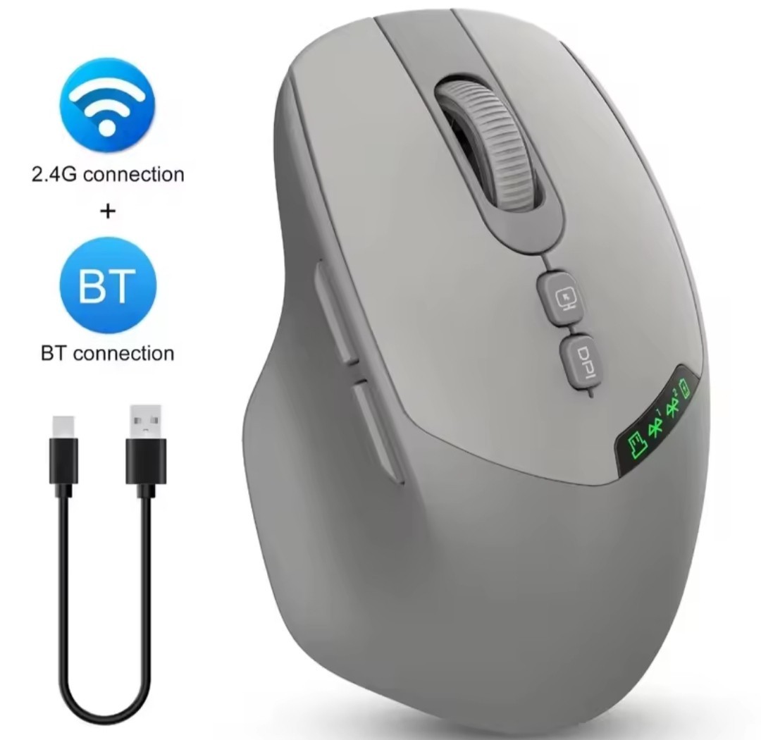 Bluetooth 2.4G Dual Mode Desktop  Charging Wireless Mouse Power Disp. Ergonomic
