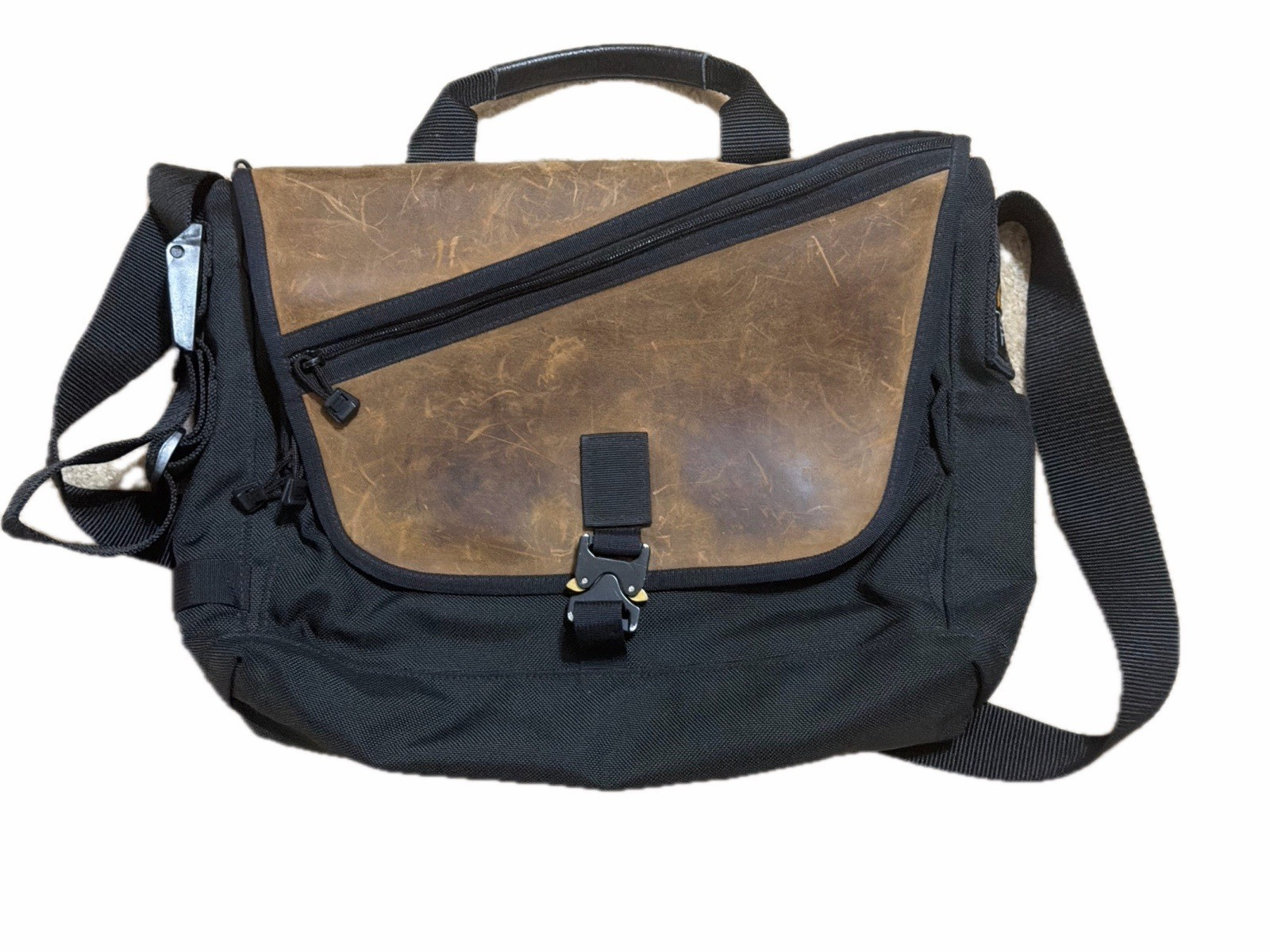 Waterfield Cargo Laptop Messenger Travel Bag Brown Leather Waxed Canvas USA Made