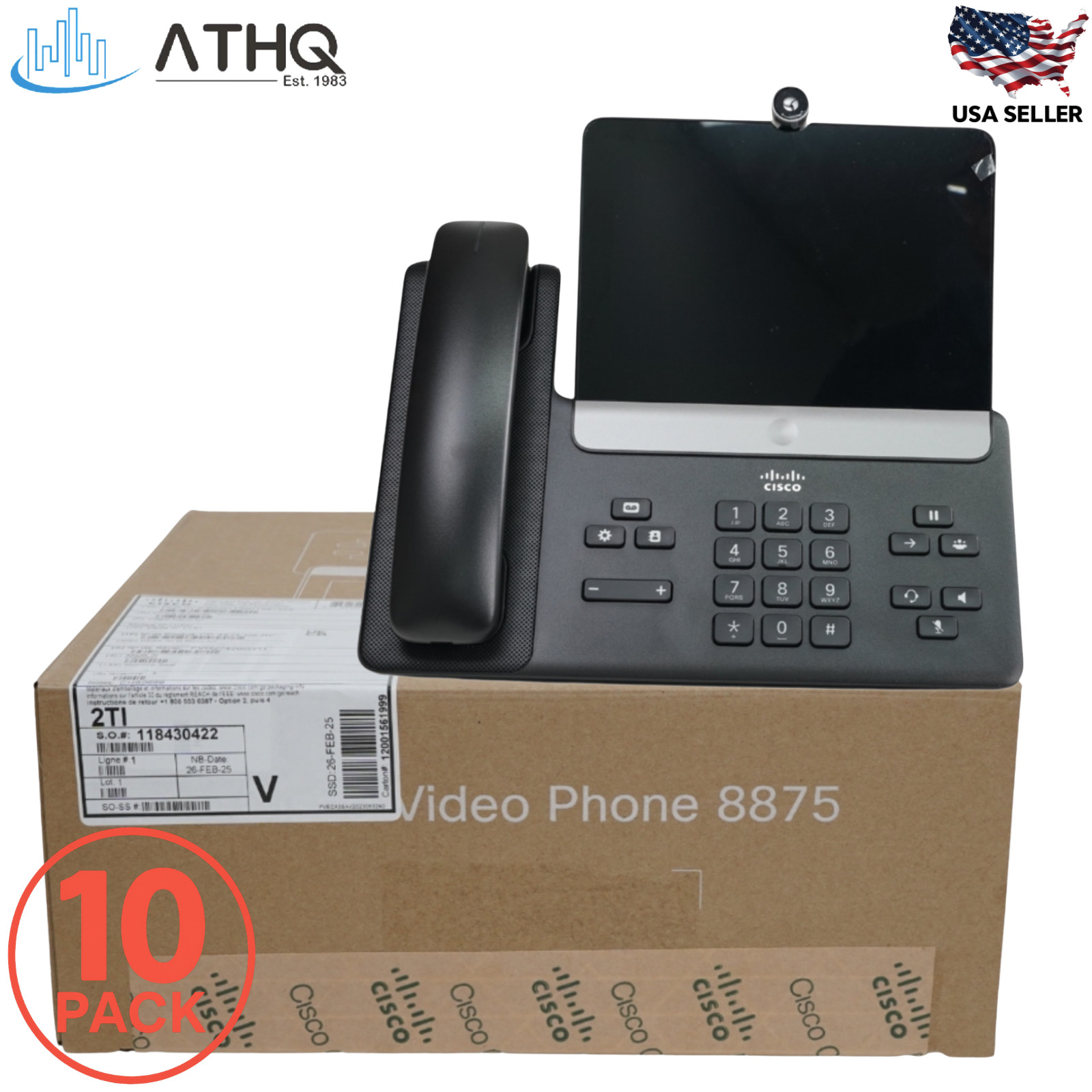 10 PACK Cisco Refresh CP-8875-K9 Video Phone 8875 IP Desk Phone Bluetooth Wi-Fi