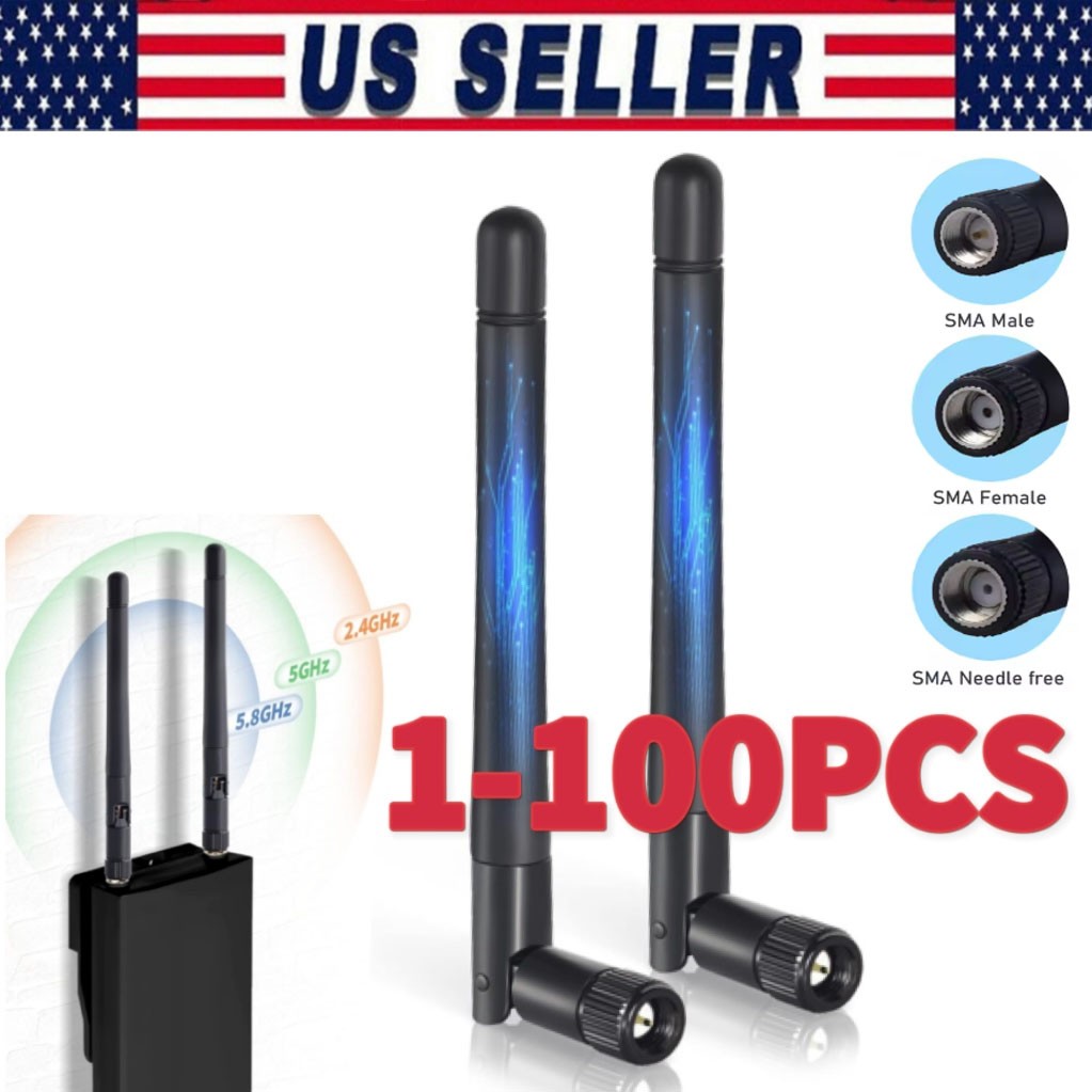 100X RP-SMA Antenna for WiFi 2.4GHz/5Ghz Wireless Router Card Male Pin wholesale