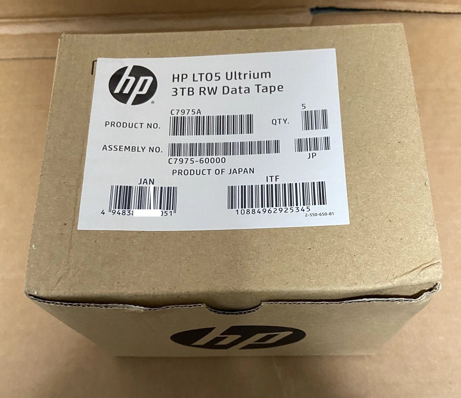 BOX HP C7975A LTO-5 Ultrium RW 3TB Data Cartridge - New / Sealed 5 each per Box