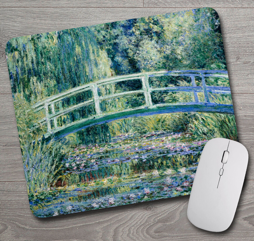 Claude Monet Water Lilies Japanese Bridge - Mouse Pad / PC Mousepad Gift Artists