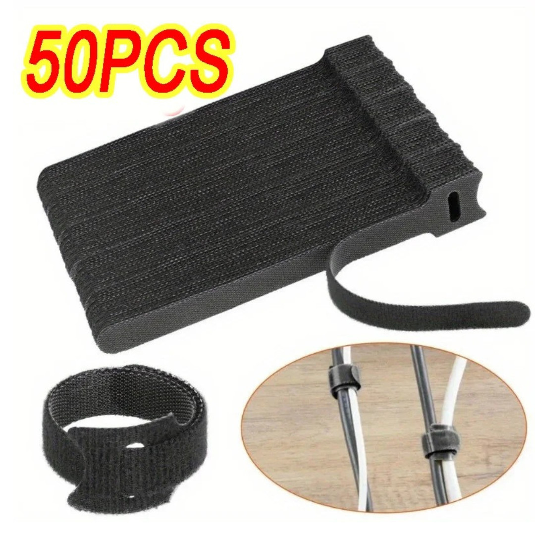 50-100pcs Cable Straps Wire Cord Hook Loop Ties Reusable Fastening Organizer Lot