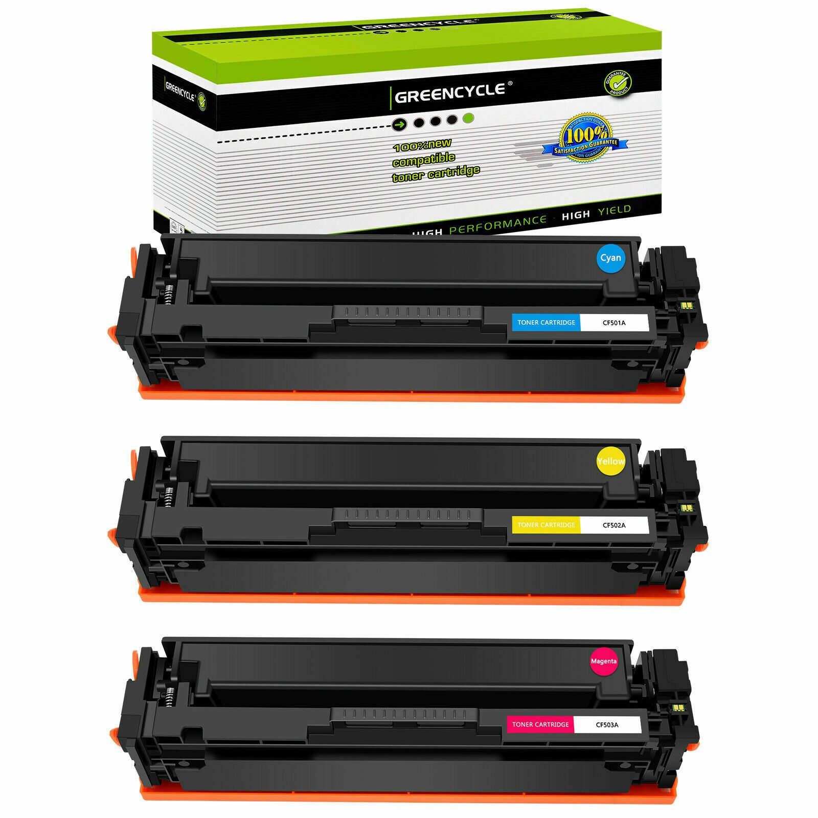 3PK CYM Toner Fits for HP 202A CF500A-03A Color LaserJet Pro MFP M254dn M254nw