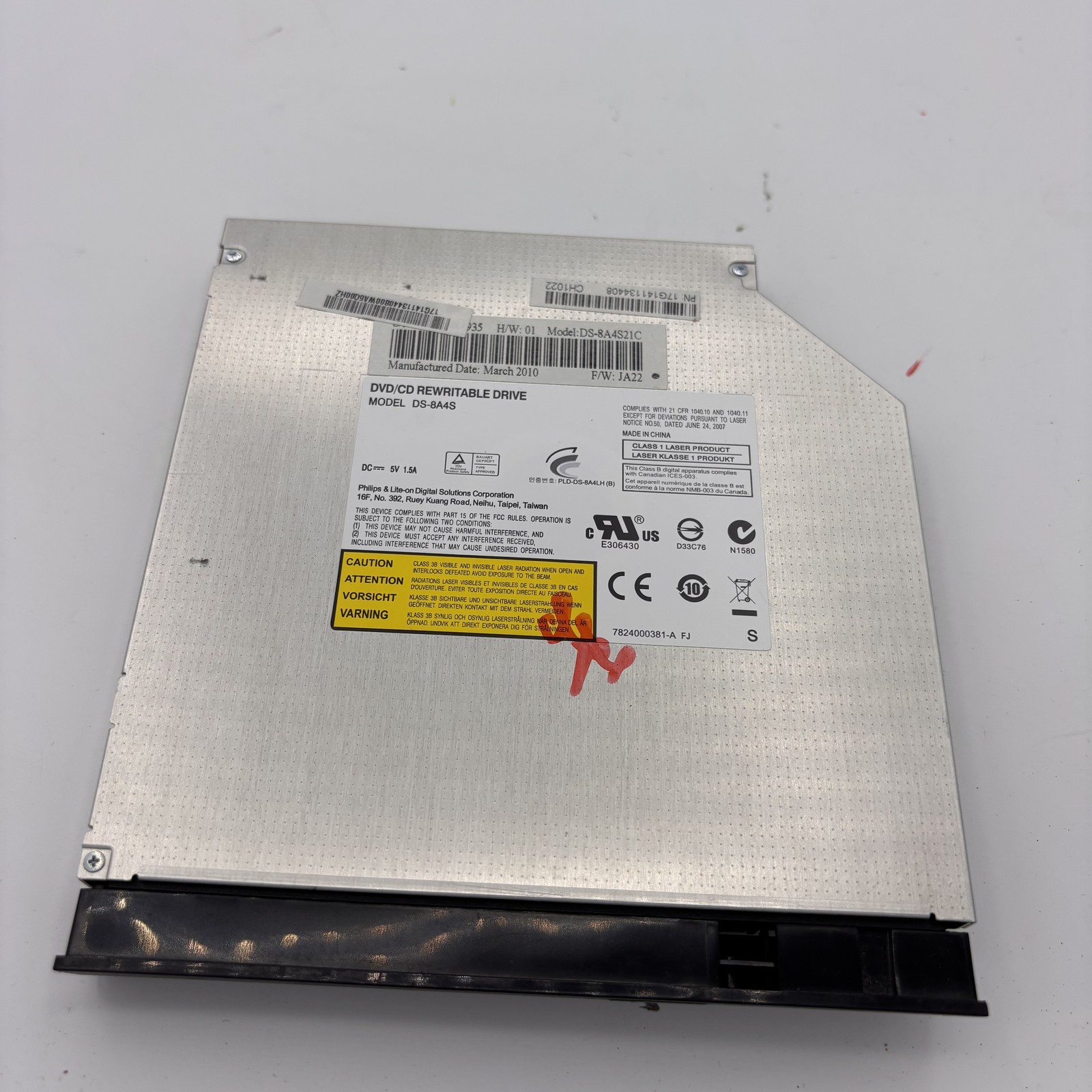 ASUS K72J Philips Lite-On DS-8A4S21C Slim SATA DVD CD Rewritable Drive Laptop