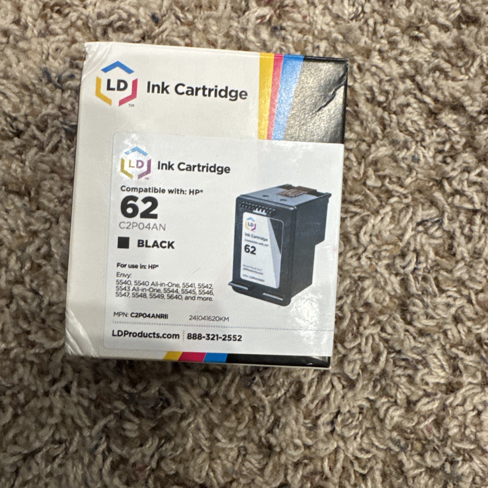LD C2P04AN 62 Black Ink Cartridge for HP Printer