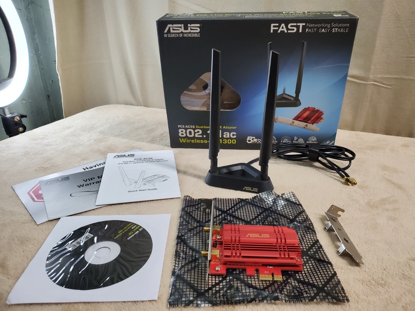 ASUS PCE-AC56 Dual-Band Wireless AC1300 PCI-E Wi-Fi Adapter Card Boxed Complete