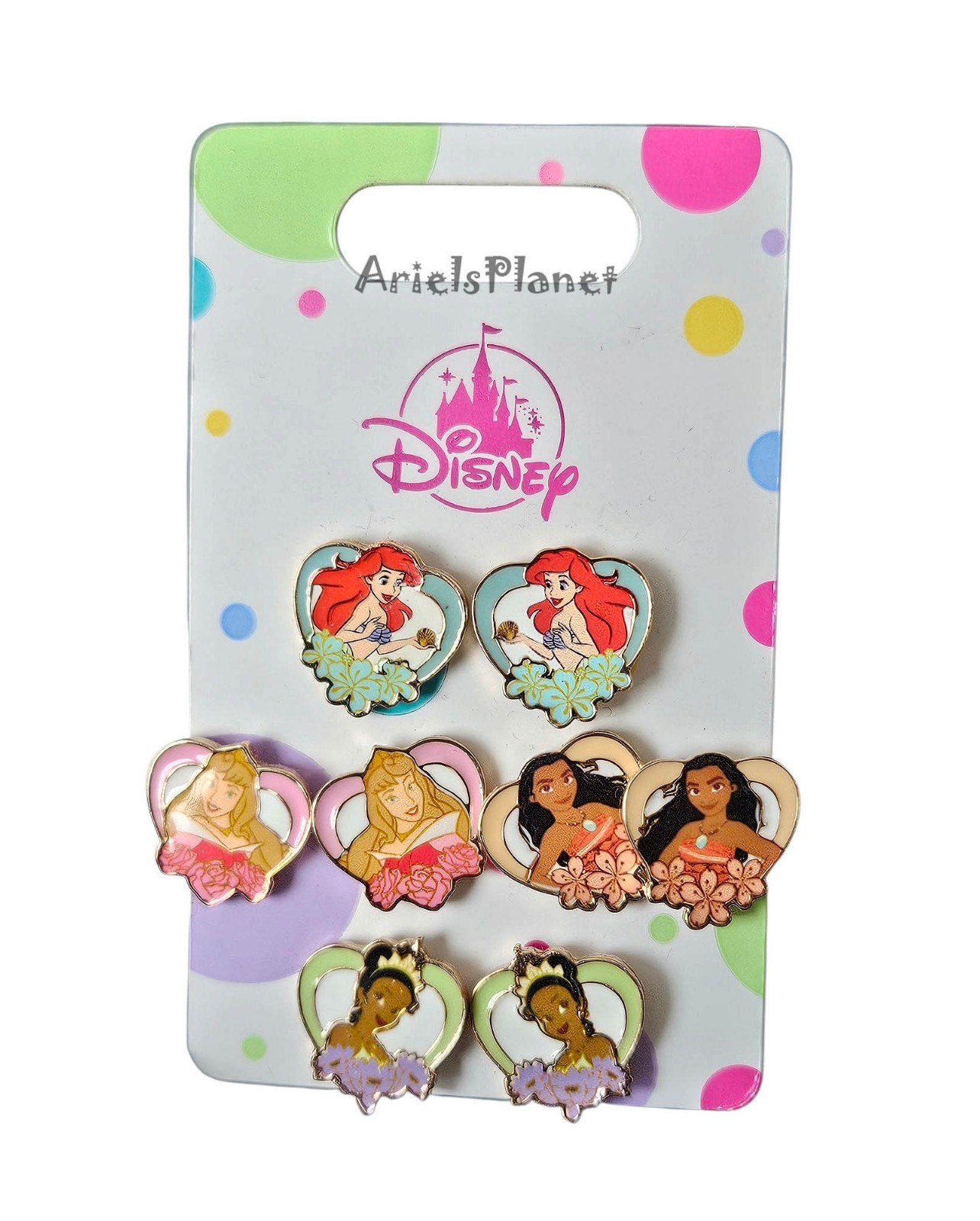 2026 Disney Parks Princess Set of 4 Stud Earrings, Ariel Aurora Pocahontas Tiana