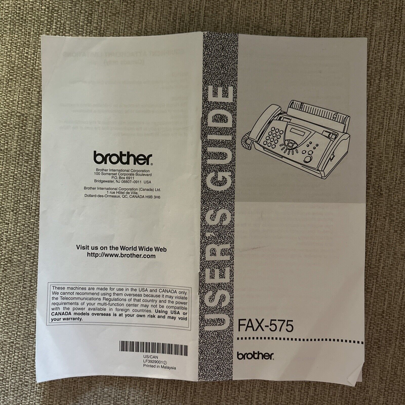 brother FAX-575 User's Guide (Guide Only)
