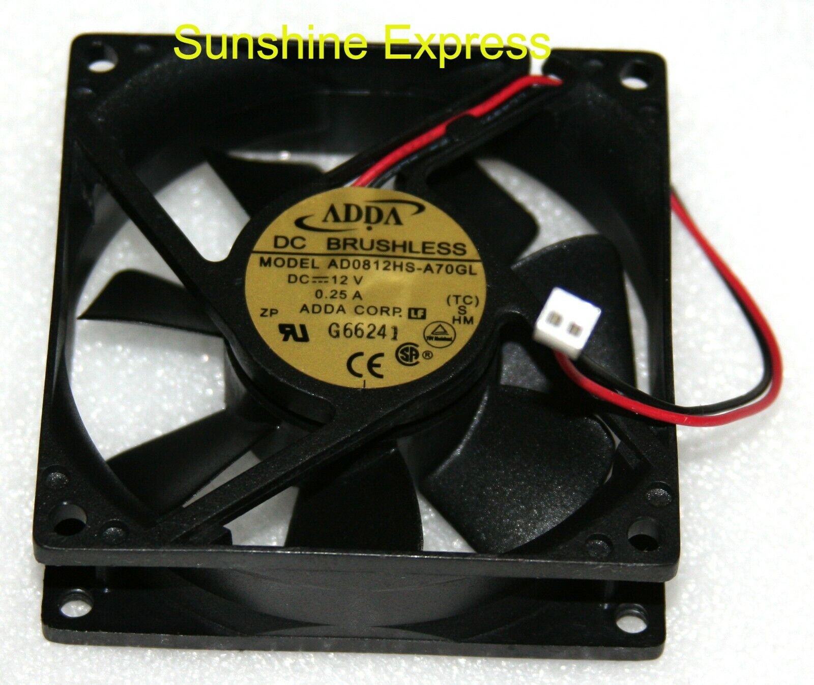 ADDA Cooling Fan AD0812HS-A70GL 80x80x25mm 12v 0.25A w/ 2-pin Connector
