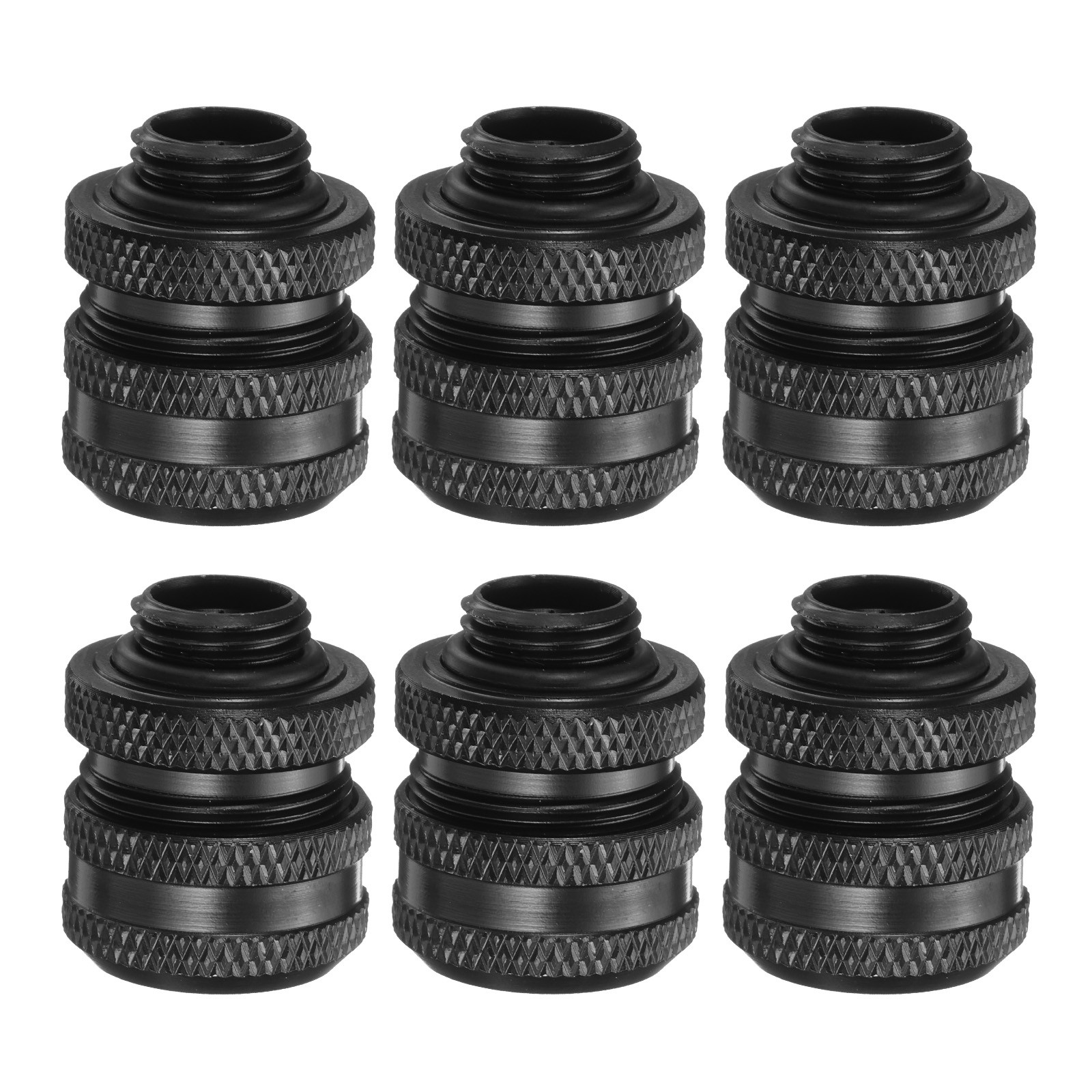 6pcs Water Cooling Adapter G1/4" 14mm OD Hard Tubing Compression Fitting, Black