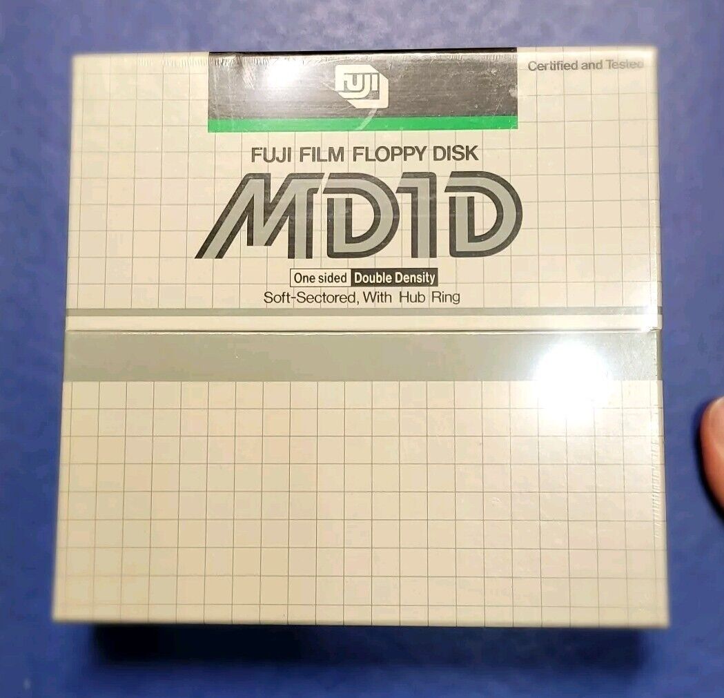 NOS Fuji Film Floppy Disk MD1D One Sided Double Density Made In Japan 10 Sheets