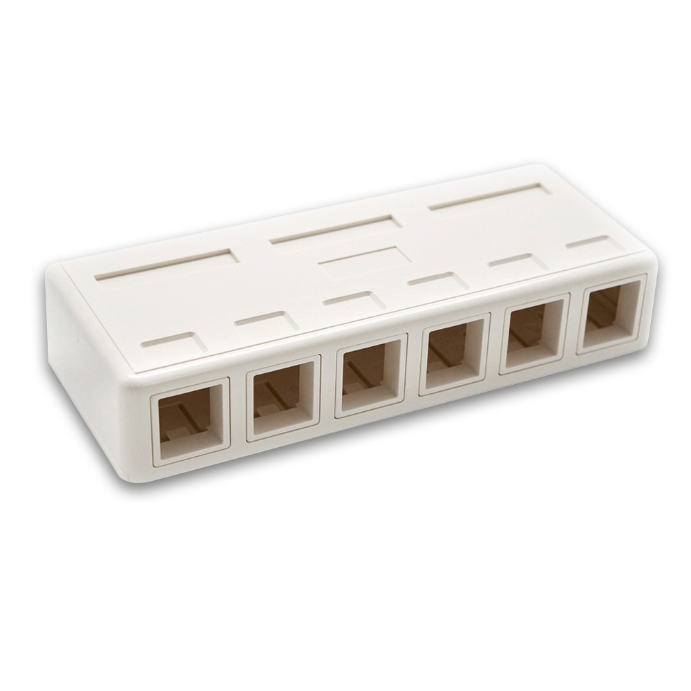 10 Pack of 6 Port RJ45 Surface Mount Box White (Box Only)