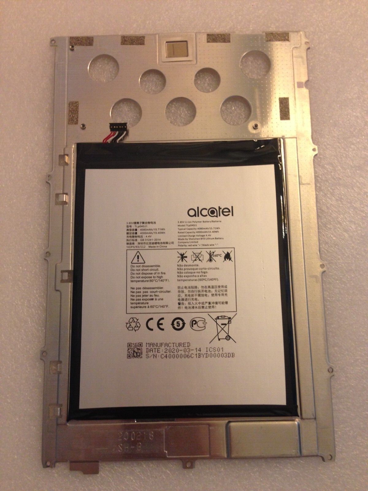 OEM ALCATEL JOY TAB1 KIDS 9029 MID FRAME BATTERY TLp040J1 4080mAh 3.85V
